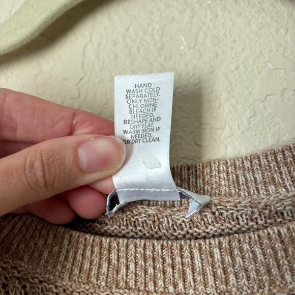 J. Jill Light Open-Stitch Poncho Sweater Cotton Blend Tan Beige sz S-L - Picture 8 of 11